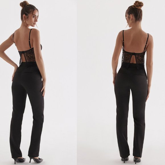 HOUSE OF CB 'Tansy' Black Satin Trousers NWOT - Picture 3 of 9